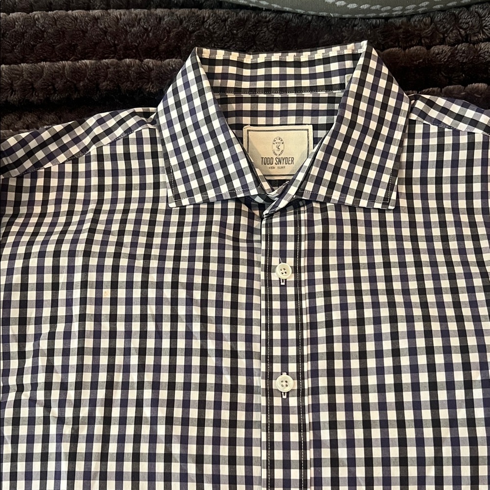 Todd Snyder Navy and White Gingham Men's Shirt
